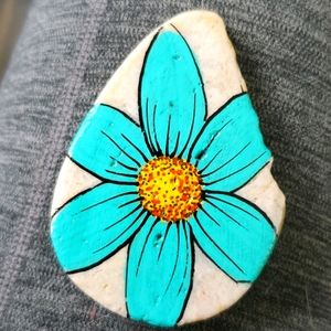 Handmade Flower Rock Painting